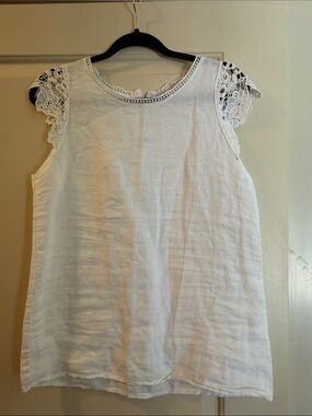 Viola Borghi Women's White Linen Tank Top